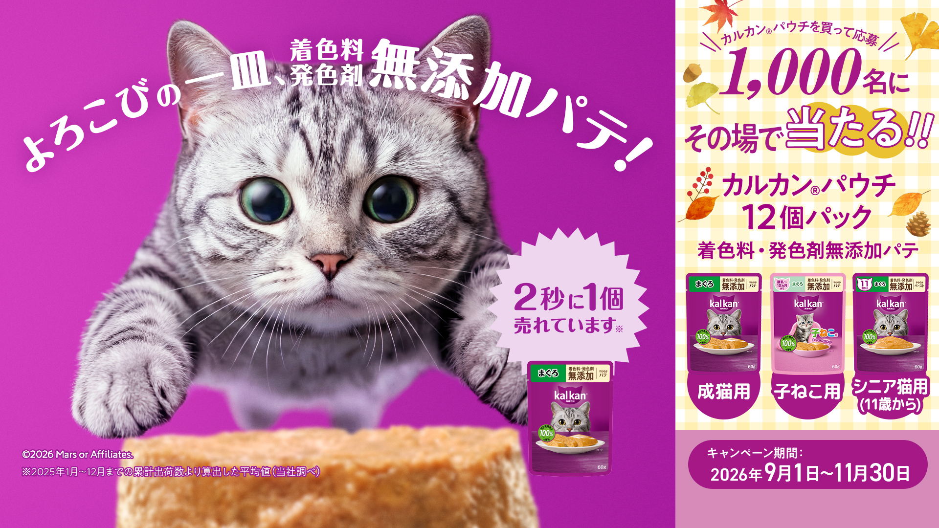 カルカンパウチを買って1,000人にその場で当たる!!カルカン&reg;パウチ12個パック